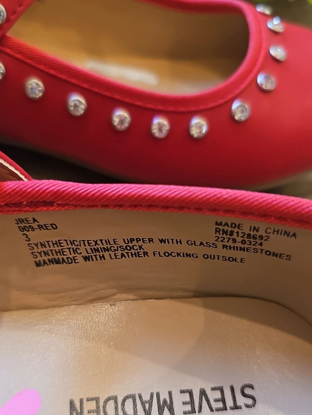 Steve Madden Red Mary Jane Flats Size 3